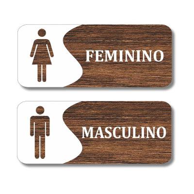 Kit Placa Sinalização Banheiro Feminino Masculino Sanitário