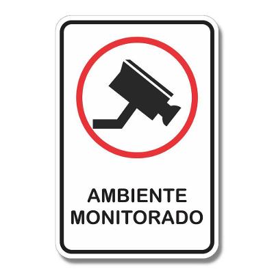 Placa De Sinalização Ambiente Monitorado Câmeras 20x30 Cm