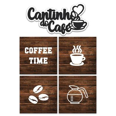 Kit 5 Placas Decorativas Cantinho Do Café Cozinha