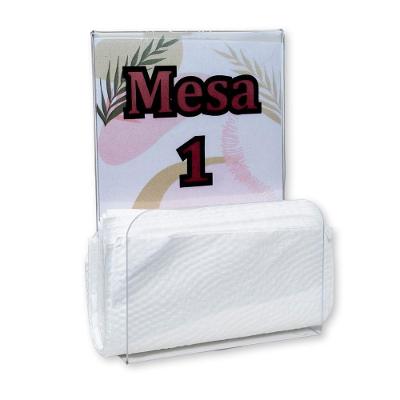 Kit 15 Porta Guardanapos Com Expositor A6 T Acrílico Ps Cristal Mesa