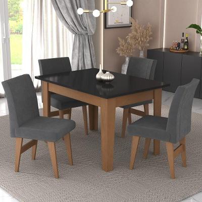 Conjunto Mesa De Jantar 120 Cm Com 4 Cadeiras Tokio Multimóveis Ex1004 Madeirado/Preto/Grafite