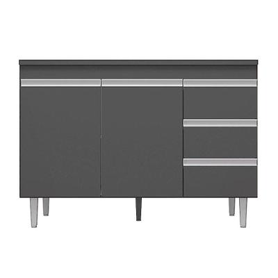 Balcão Gabinete Para Pia 120cm 2 Portas Andréia Cinza - Ajl Móveis