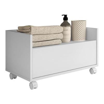 Gabinete Armário Banheiro 60Cm Com Rodízios Multimóveis V3591 Branco Branco