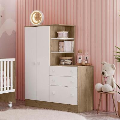 4070 - Guarda Roupa C/comoda Doce Sonho Carv Toq Rustico/branco (4070.58)