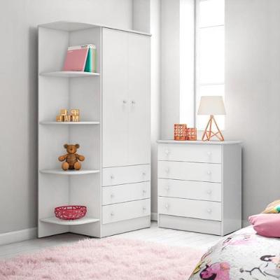 2523 - Comoda Com Trocador Doce Sonho Branco/branco (2523.5) + 825 - G. Roupa Inf. 2pts Doce Sonho Branco/branco (825.5)