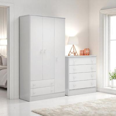 777 - Comoda 4 Gavetas Doce Sonho Branco/branco (777.5) + 2617 - G. Roupa 3pts/2gv Doce Sonho Branco/branco (2617.5)