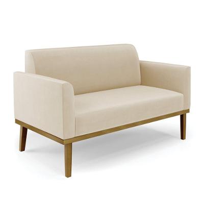Sofá Namoradeira Base De Madeira Fixa Castanho Marisa Suede D03 - D?rossi Cor Bege