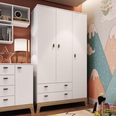 Guarda Roupas Infantil 03 Portas E 02 Gavetas Fm006 Favo De Mel - Completa Móveis Branco