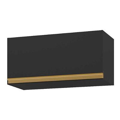 Armário De Cozinha Aéreo 70cm 1 Porta Basculante Veneza Multimóveis V3681 Preto/dourado Preto/dourado