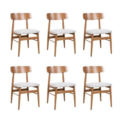 Kit 6 Cadeiras De Jantar Delta Estrutura Aço Carbono Laminado Natural Com Estofado Linho Cru