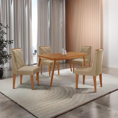 Mesa De Jantar Copper 120cm Tampo Mdf 4 Cadeiras Moderna Turim 07/naturalle/naturalle