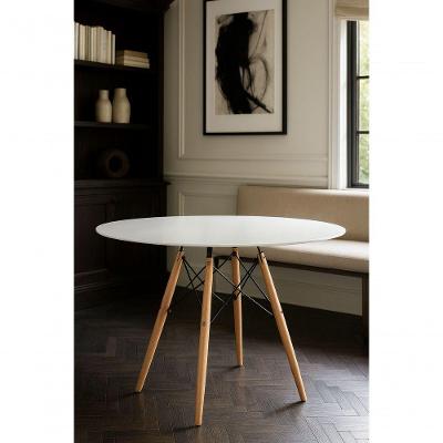 Mesa Moderna Redonda Em Mdf 90cm Pés Palito Modelo Eiffel Chales Eames Otimiza Espaço Cor Branco