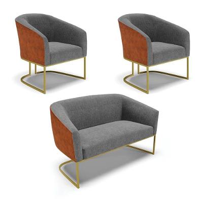 Namoradeira E 2 Poltronas Industrial Dourado Stella Noz/linho D03 - D'rossi Cor Grafite