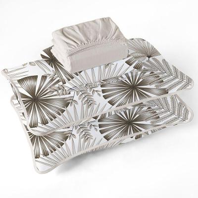 Jogo De Cama Tecebem Casal Malha 100% Algodão Estampado Cloe 4 Pçs Premium Trigo