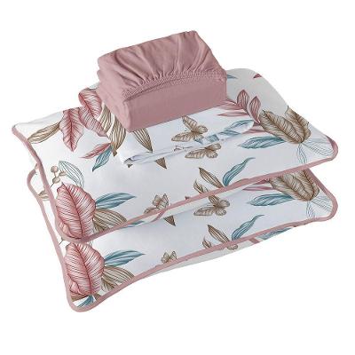 Jogo De Cama Tecebem Casal Malha 100% Algodão Estampado Yara 4 Pçs Premium Rose
