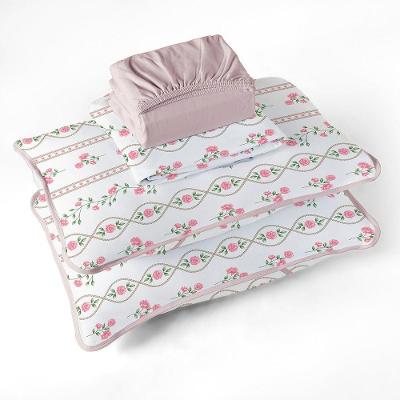 Jogo De Cama Tecebem Casal Malha 100% Algodão Estampado Grazi 4 Pçs Premium Rosinha