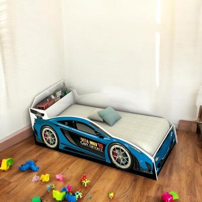 Cama Juvenil Carro Com Baú Azul Com Colchão