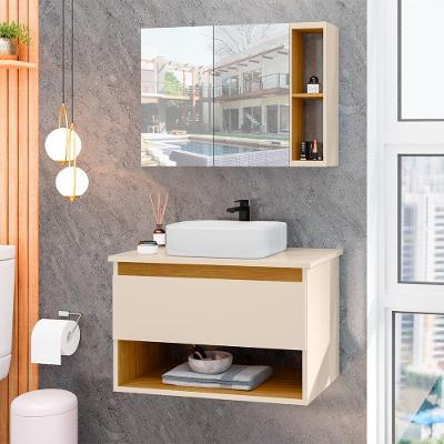 Conjunto Para Banheiro Gabinete Suspenso Com Cuba E Espelheira Florence Off-white