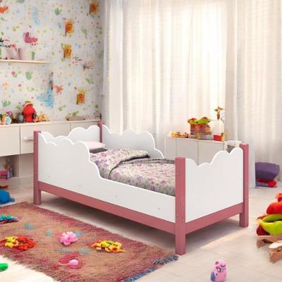 Cama Juvenil Em Nuvem Cristal Branca E Rosa Com Colchão