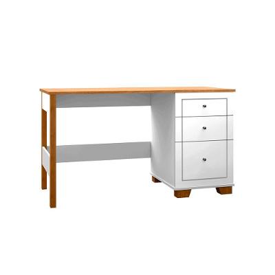 Escrivaninha Mesa Fênix Com 3 Gavetas Branco/nature