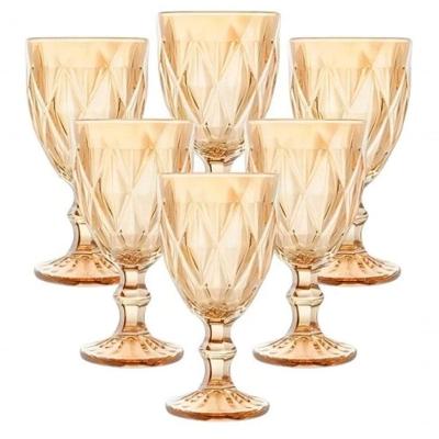Jogo 6 Taças Luxx Ellegance 325ml Em Vidro Cristal Gold
