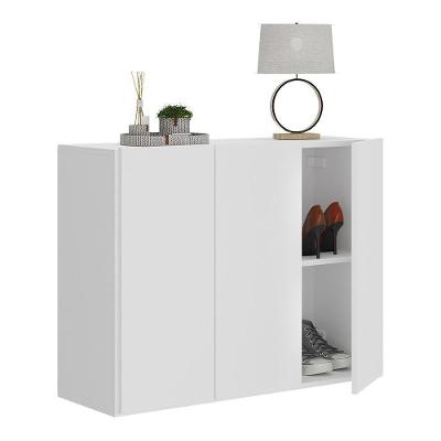 Sapateira 3 Portas Nina Multimóveis Preta V6024 Branca Branco