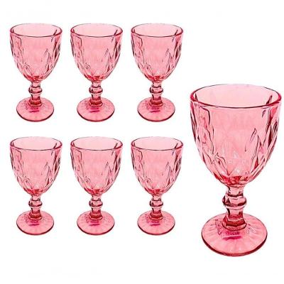 Jogo De 6 Taças 325ml Vidro Cristal Luxx Ellegance Pink