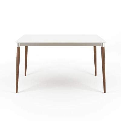 Mesa De Jantar Retangular Com Tampo De Vidro Abbey Off White 135cm