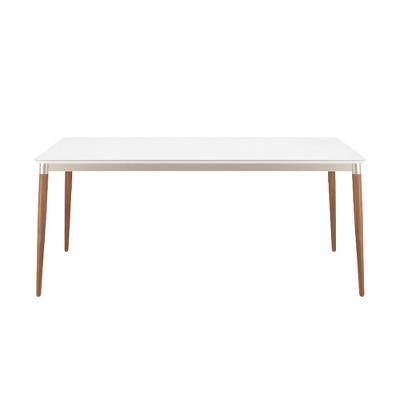 Mesa De Jantar Retangular Com Tampo De Vidro Abbey Off White 180cm