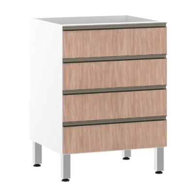 Balcão De Cozinha Sem Tampo 4 Gavetas Pérola Branco Polar E Cumaru 60cm