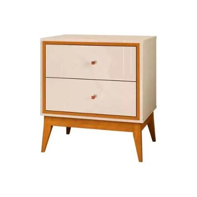Mesa De Cabeceira 2 Gavetas Lucca Off White E Cedro Naturale