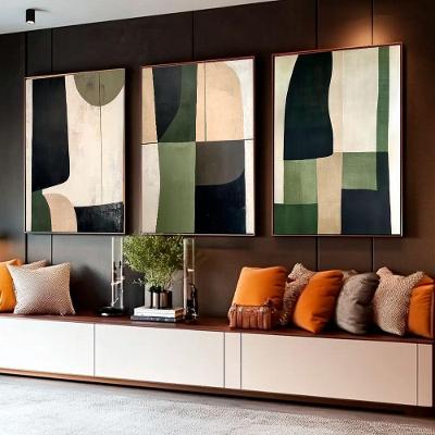 Quadro Decorativo Abstrato Geométrico Verde E Preto
