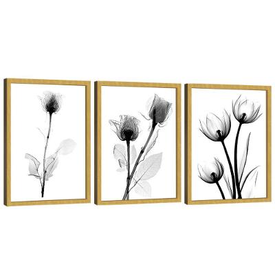 Quadro Decorativo Trio Flor Estilo Desenho