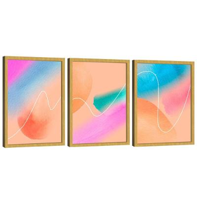 Quadro Decorativo Trio Abstrato Pintura Colorida