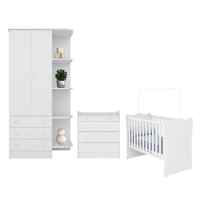Dormitório Doce Sonho Guarda Roupa, Cômoda Trocador E Berço Branco - Qmovi Branco