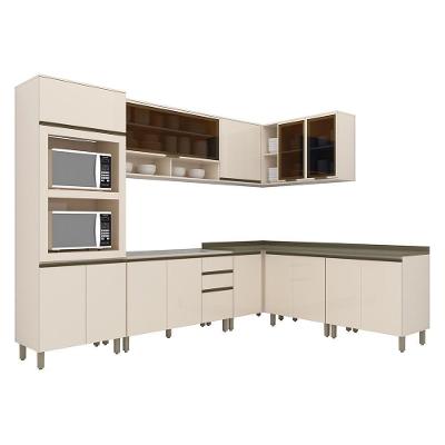 Cozinha Completa De Canto 8 Peças Connect Off White Com Torre Quente 2 Fornos - Móveis Henn Off White