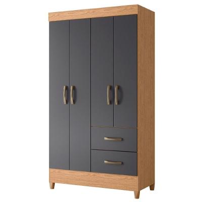 Guarda Roupa Mobi 4 Portas E 2 Gavetas Freijó/titanium - Móveis Albatroz Freijó/titanium