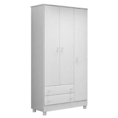 Guarda Roupa Infantil 3 Portas E 2 Gavetas Doce Sonho Branco Com Pés - Qmovi Branco