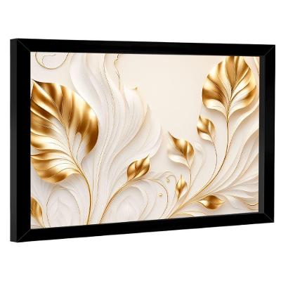 Quadros Decorativo Flores Douradas No Branco