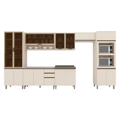 Cozinha Completa Connect 7 Peças Off White Com Cristaleira E Torre Quente 2 Fornos - Móveis Henn  Off White