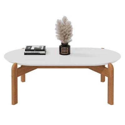 Mesa De Centro Lizz Oblonga Branco/cedro - Casa D Branco/cedro
