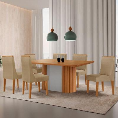 Mesa De Jantar Aspen 180cm Tampo Mdf Laminado 6 Cad Lisboa Turim 07/naturale /off White