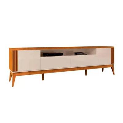 Rack Para Tv Até 75 Polegadas 2 Portas 2 Gavetas Morgan Off White E Cedro Naturale 220cm