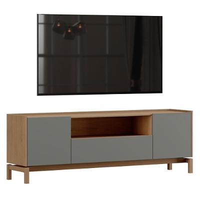 Rack Bancada Barcelona 180cm 2 Portas E 1 Gaveta Oak/ferrolack - Finestra Móveis Oak/ferrolack