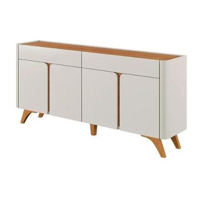 Buffet Aros 4 Portas Pés De Madeira Maciça Off White/naturalle - Mavaular