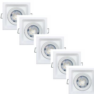 Kit 5 Spot Led Deep Quadrado 5w 3000k Branco Embutir - Áreas Internas