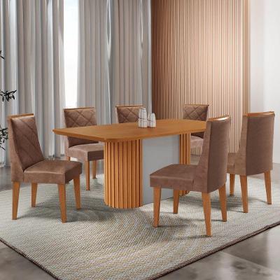 Mesa De Jantar Aspen 180cm Tampo Mdf Laminado Com 6 Cadeiras Tork /naturale /off White