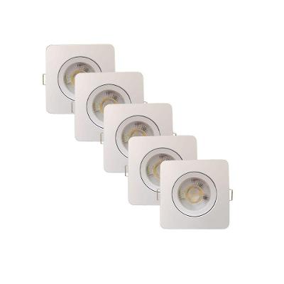 Kit 5 Spot Led Slim Quadrado 5w 6500k Luz Branca Fria - áreas Internas