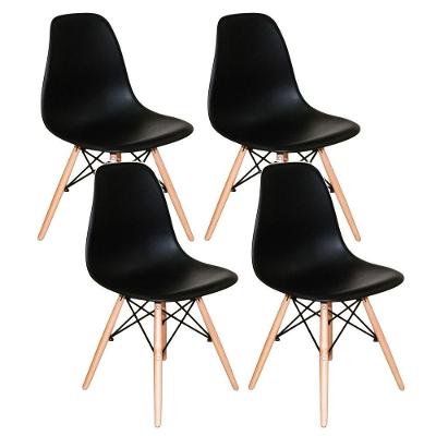 Conjunto 4 Cadeiras Concha Sala Jantar Cozinha Eiffel Pé Palito Preto