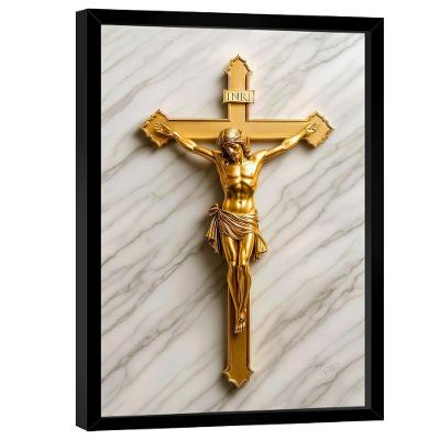 Quadro Decorativo Jesus Na Cruz Dourado